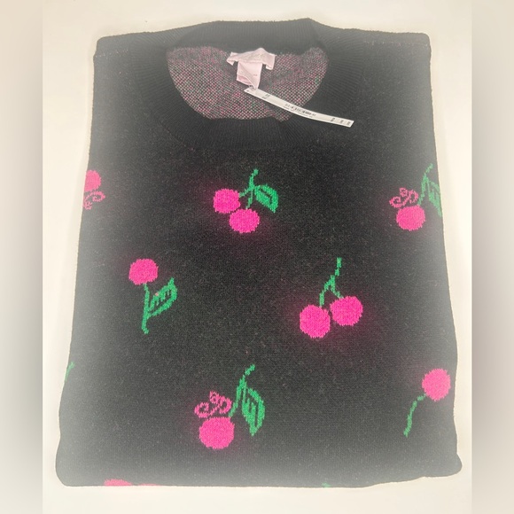 PINK Campus Knit Sweater Pure Black Cherries XXL - Picture 4 of 7